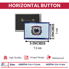 Horizontal Button - State Flag West Virginia - USA