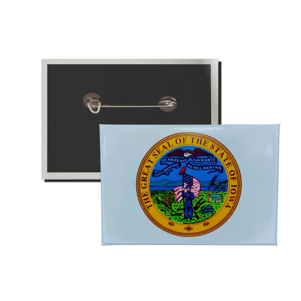 Horizontal Button - State Seal Iowa - USA