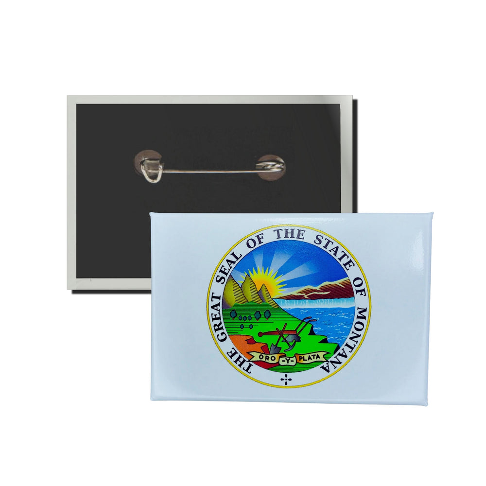 Horizontal Button - State Seal Montana - USA