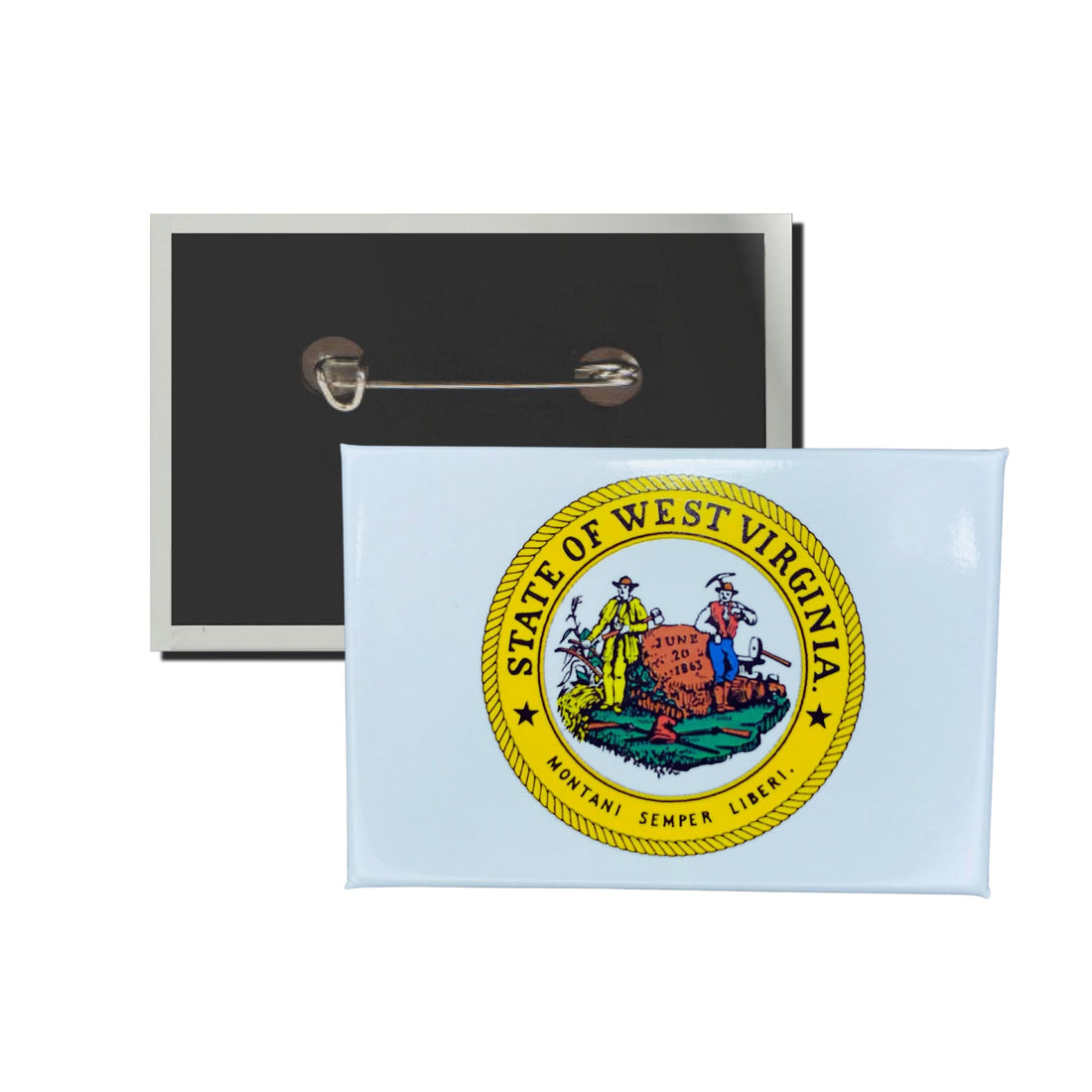 Horizontal Button - State Seal West Virginia - USA