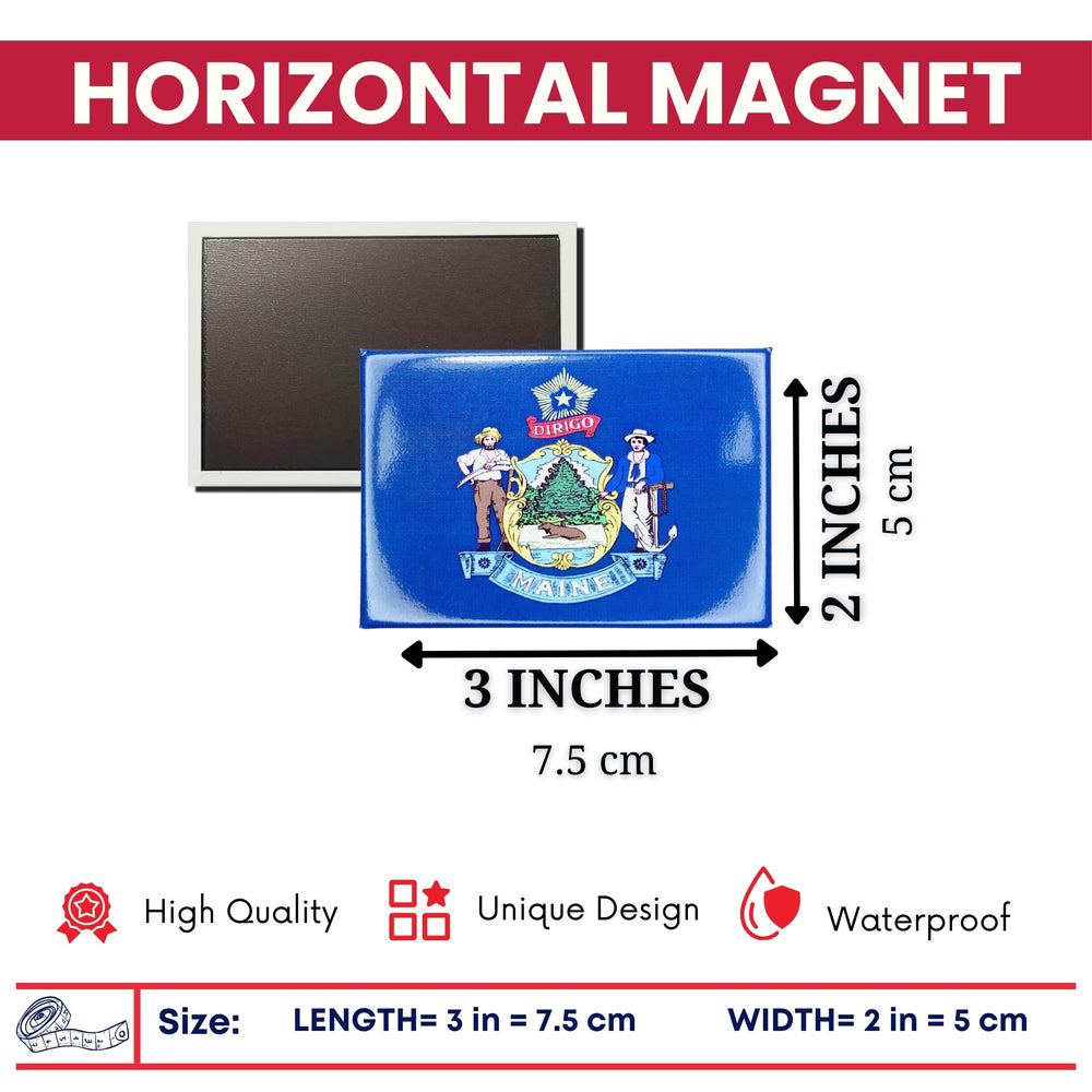 Horizontal Magnet - State Flag Maine - USA