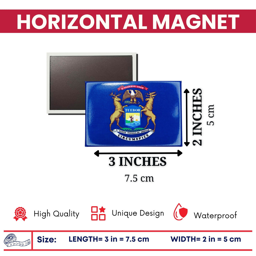 Horizontal Magnet - State Flag Michigan - USA