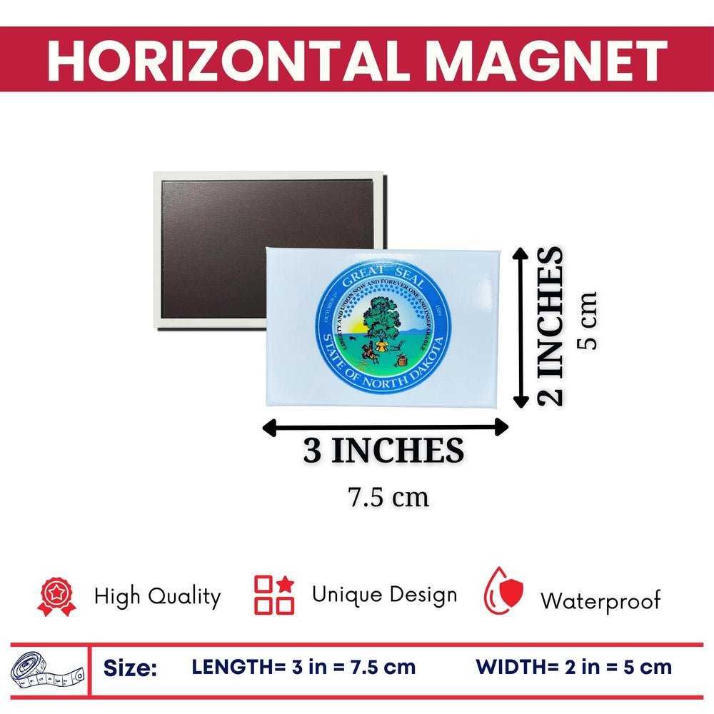 Horizontal Magnet - State Seal North Dakota - USA