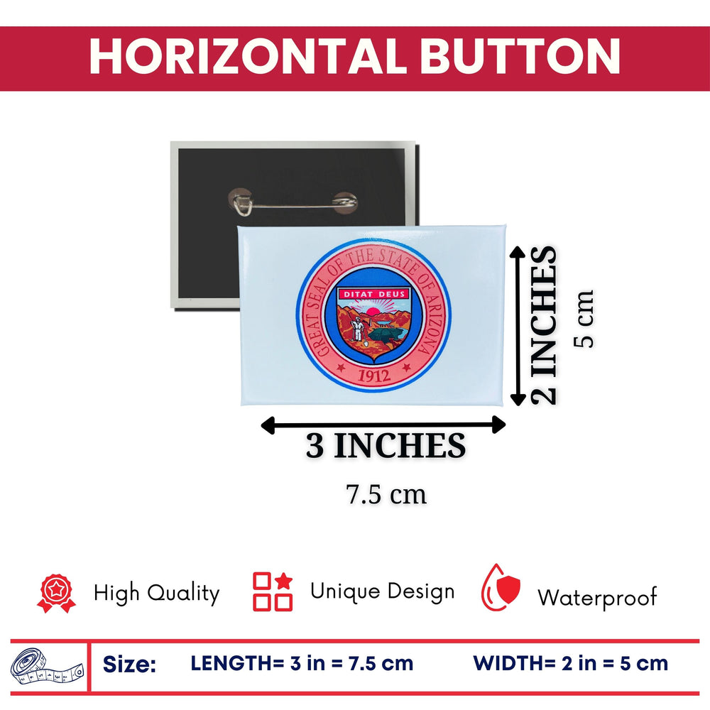 Horizontal Button - State Seal Arizona - USA