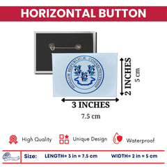 Horizontal Button - State Seal Connecticut - USA