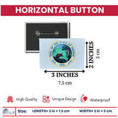 Horizontal Button - State Seal Indiana - USA