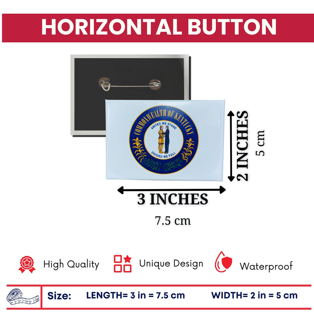 Horizontal Button - State Seal Kentucky - USA