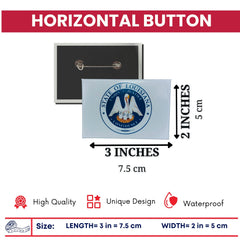 Horizontal Button - State Seal Louisiana - USA