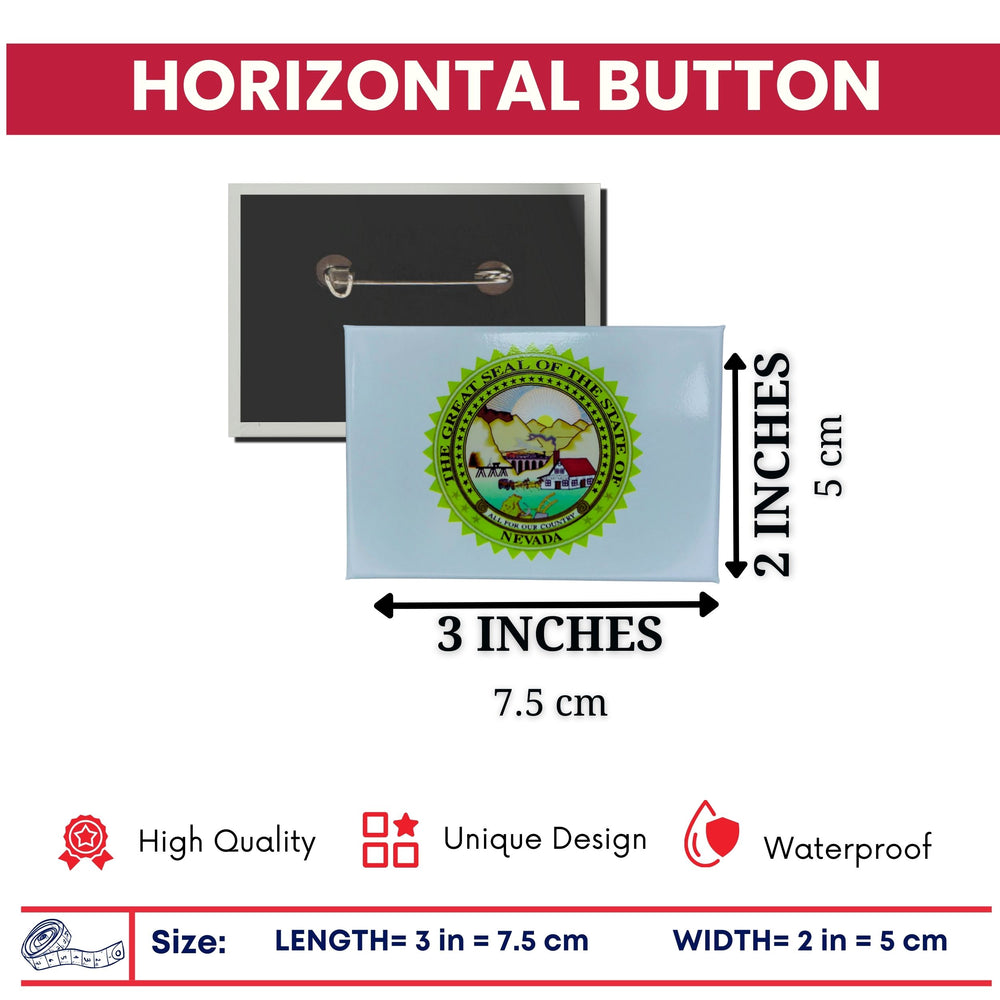 Horizontal Button - State Seal Nevada - USA