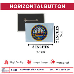 Horizontal Button - State Seal New Hampshire - USA
