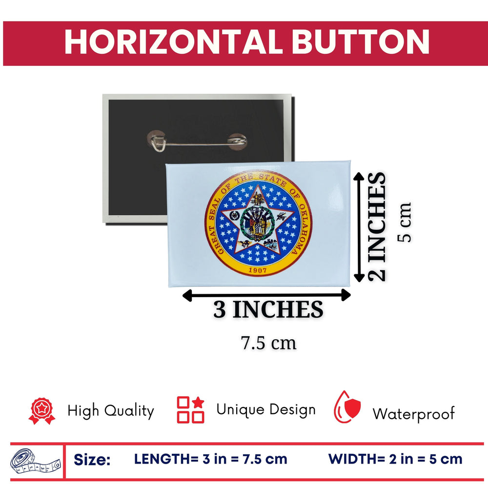 Horizontal Button - State Seal Oklahoma - USA