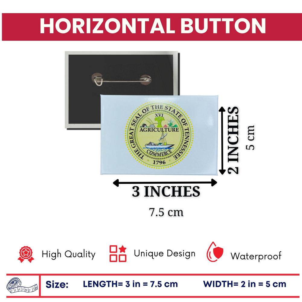 Horizontal Button - State Seal Tennessee - USA
