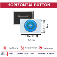 Horizontal Button - State Seal Texas - USA