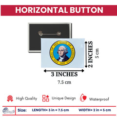 Horizontal Button - State Seal Washington - USA