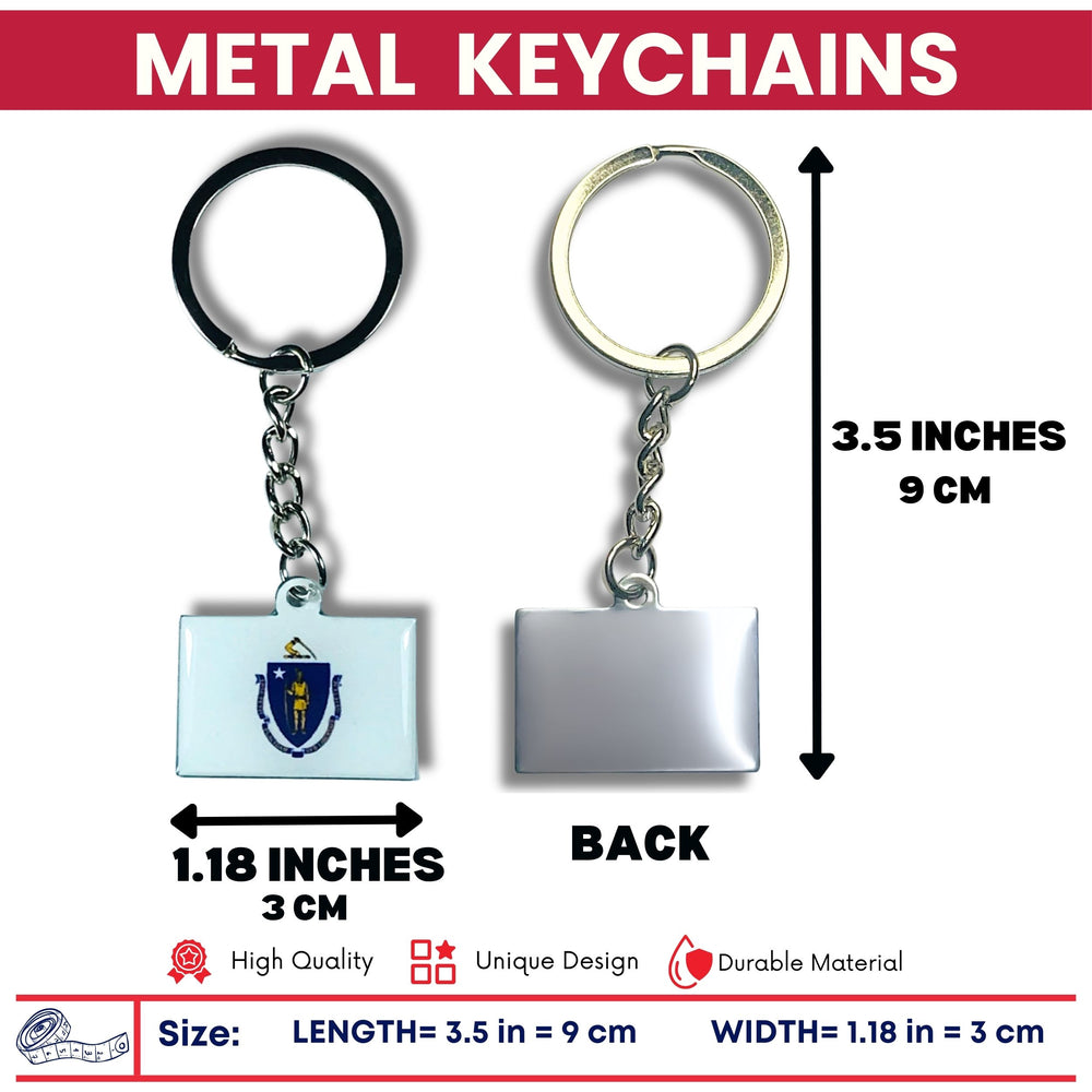 Metal Keychain - State Flag Massachusetts - USA