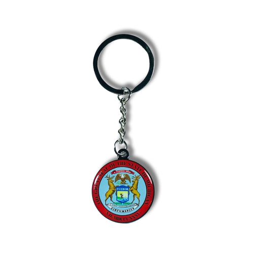 Metal Keychain - State Seal Michigan - USA