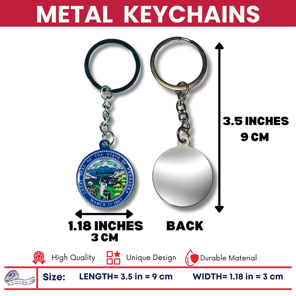 Metal Keychain - State Seal Nebraska - USA