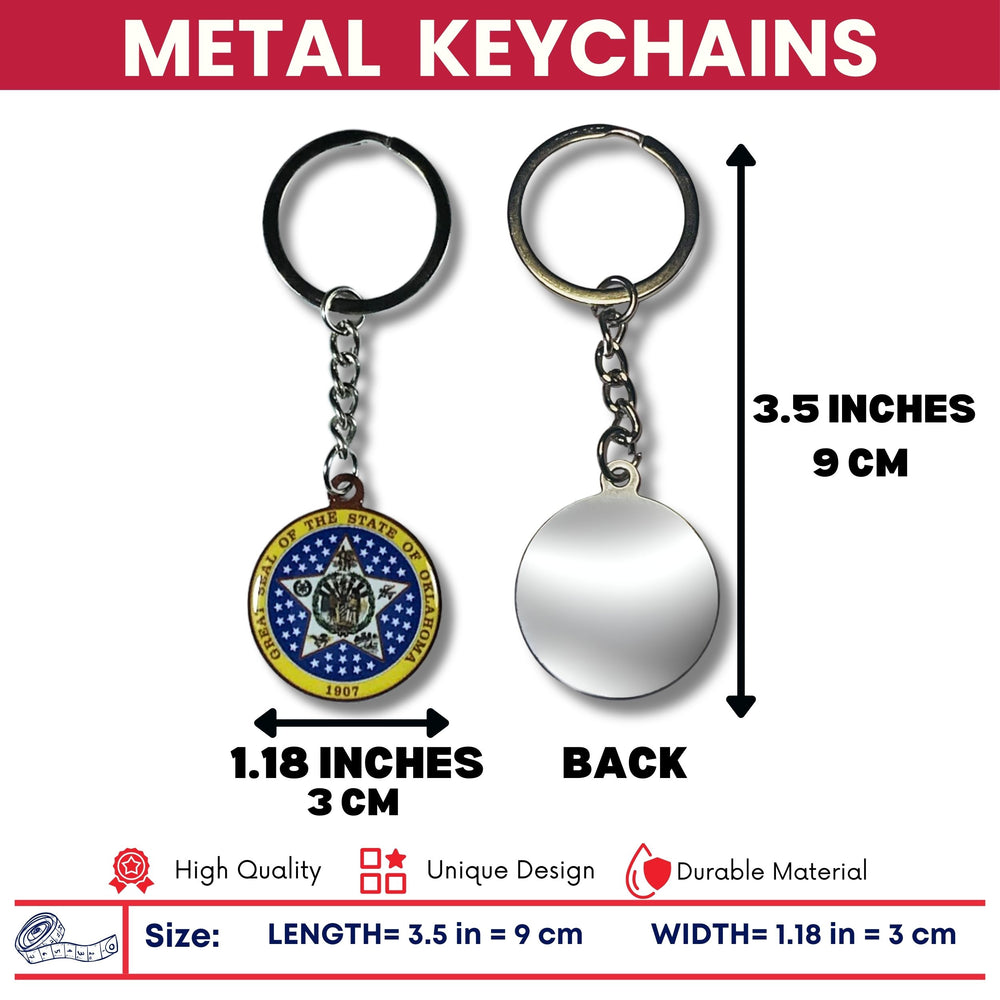 Metal Keychain - State Seal Oklahoma - USA