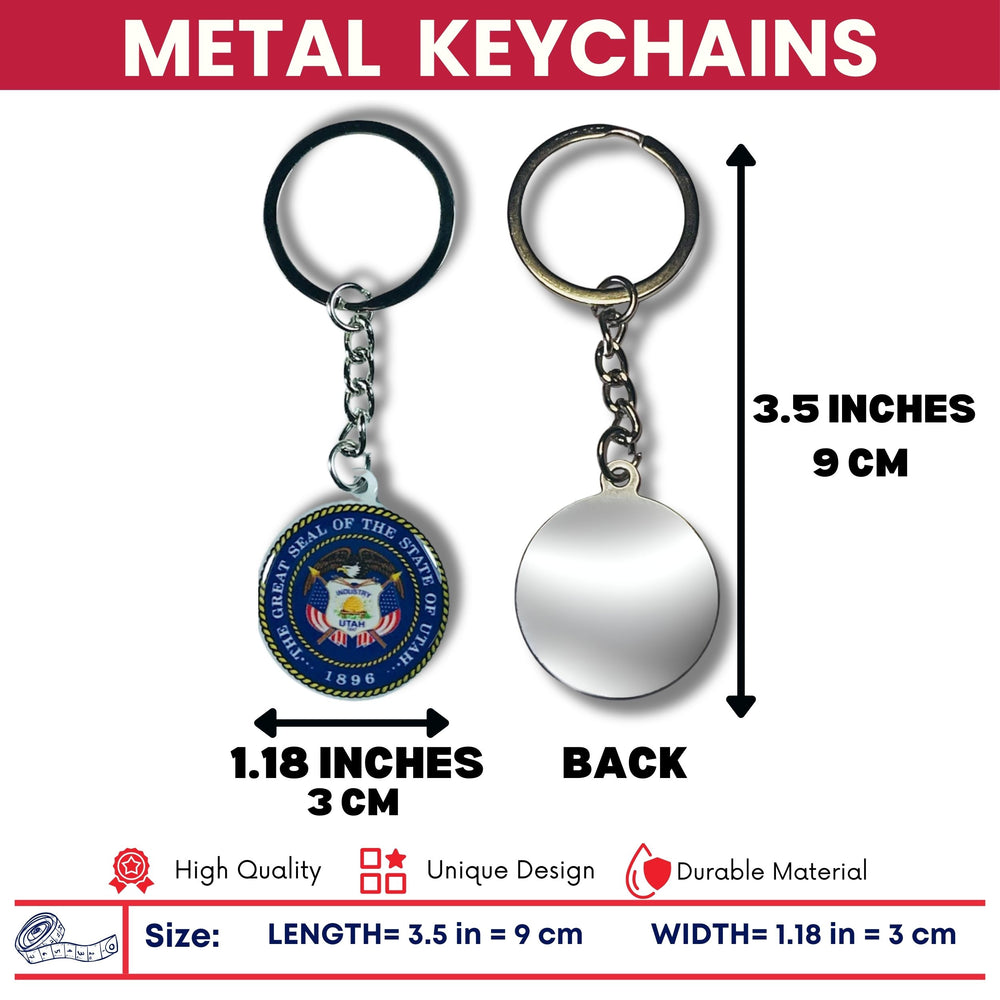 Metal Keychain - State Seal Utah - USA