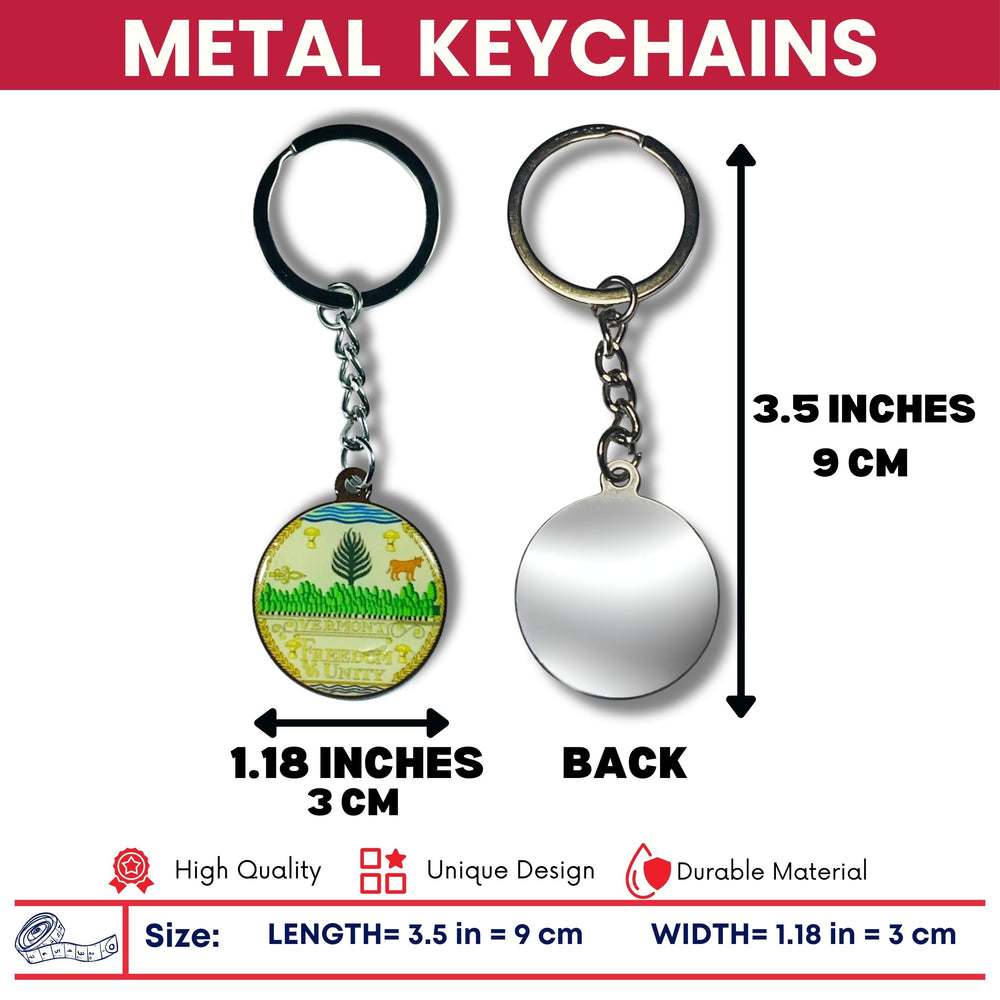 Metal Keychain - State Seal Vermont- USA