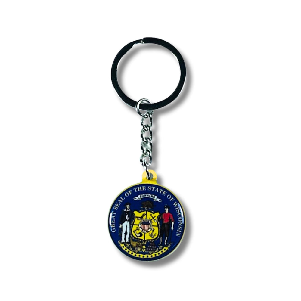 Metal Keychain - State Seal Wisconsin - USA