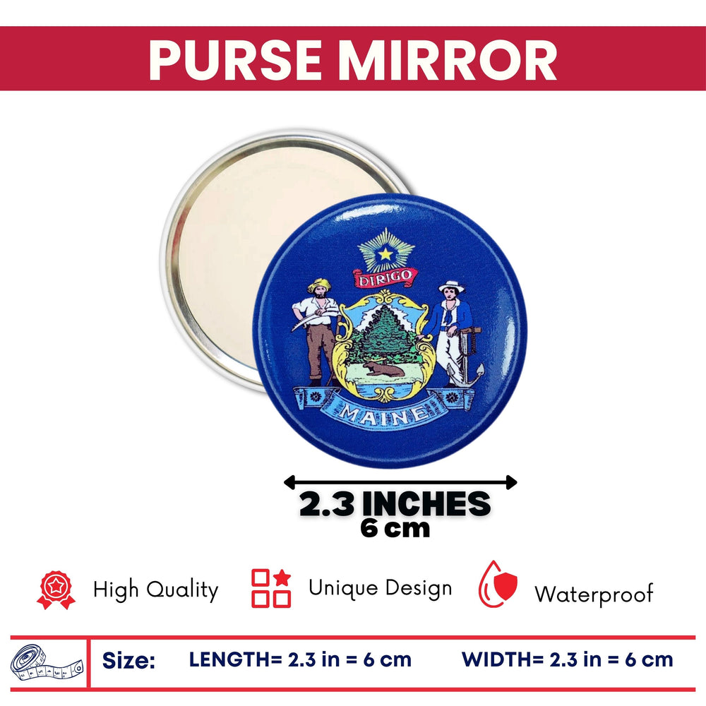 Purse Mirror - State Flag Maine - USA