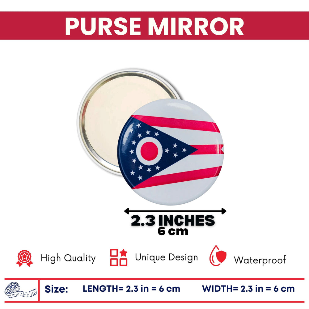 Purse Mirror - State Flag Ohio - USA