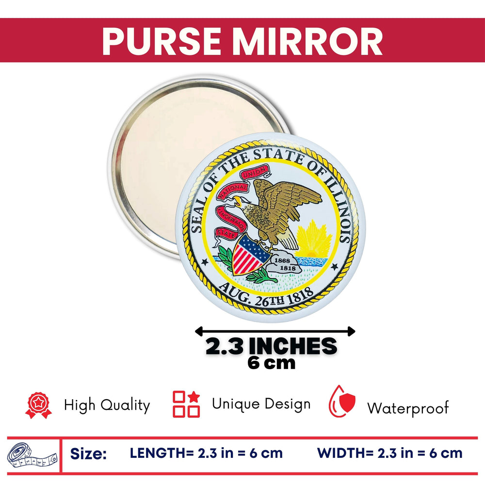 Purse Mirror - State Seal Illinois - USA