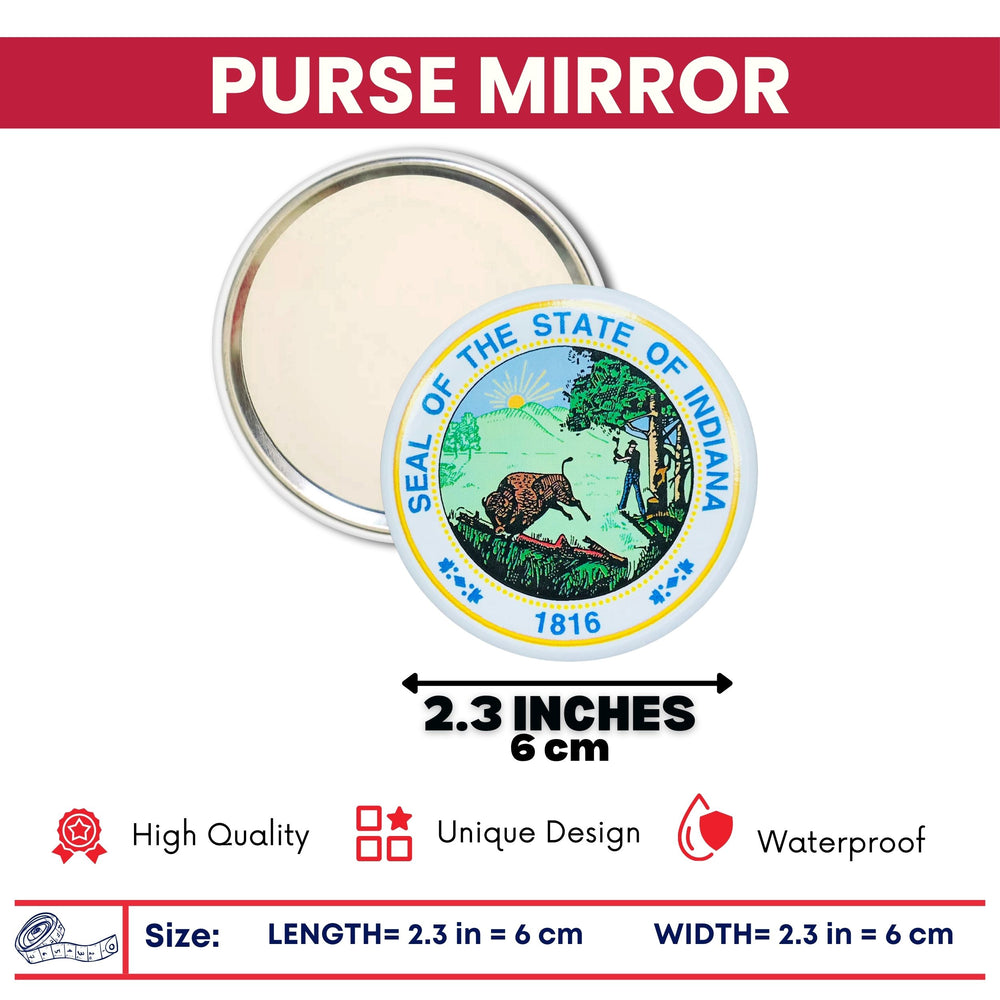 Purse Mirror - State Seal Indiana - USA