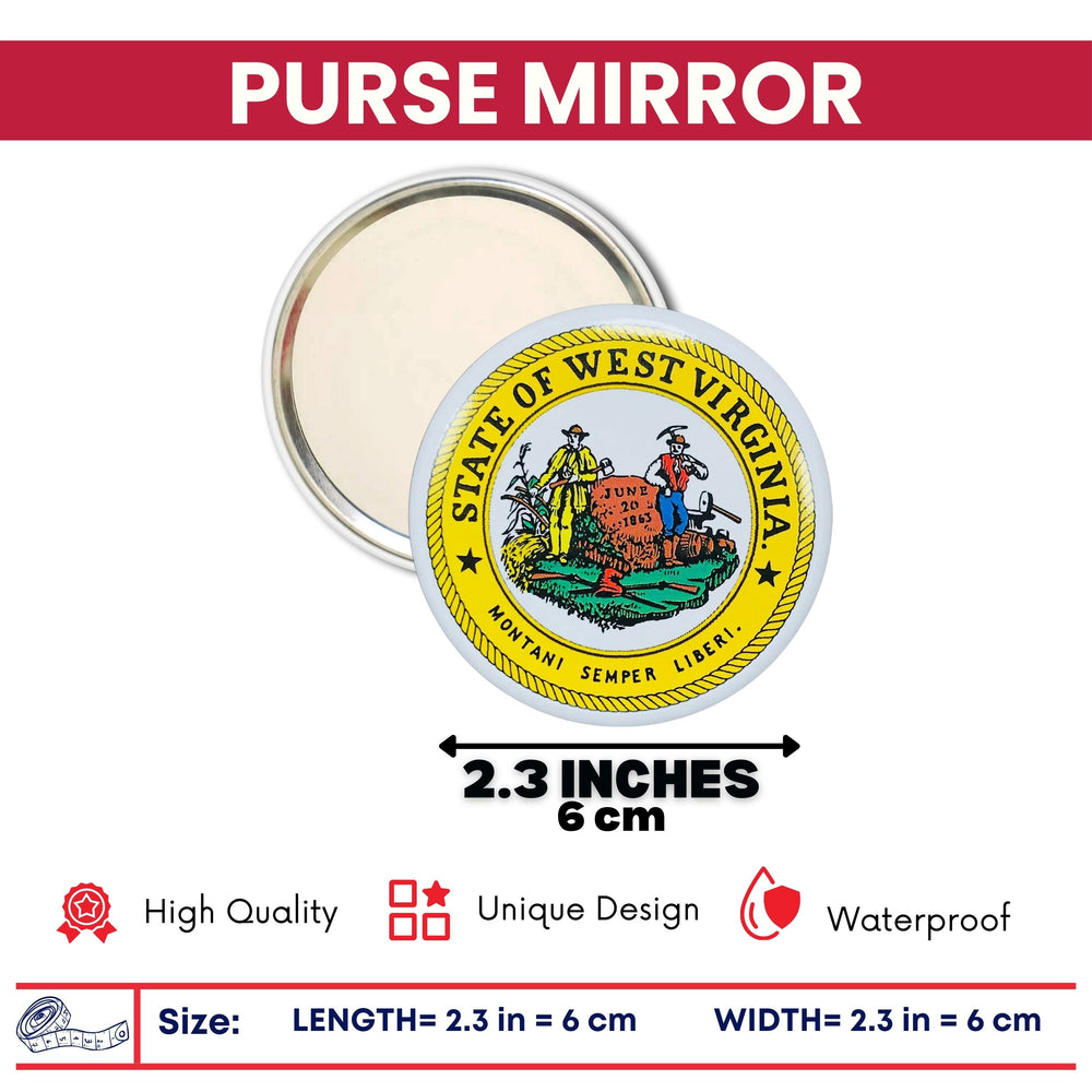 Purse Mirror - State Seal West Virginia - USA
