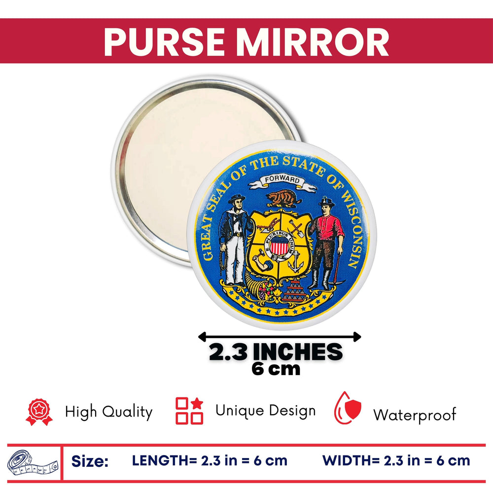 Purse Mirror - State Seal Wisconsin - USA