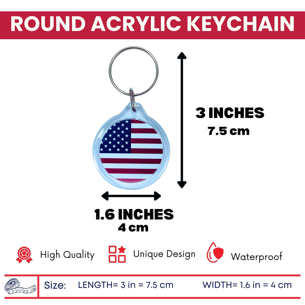 Round Acrylic Keychain - Flag United States - USA