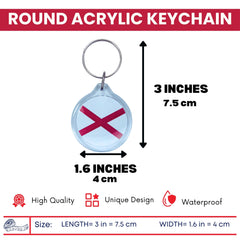Round Acrylic Keychain - State Flag Alabama - USA