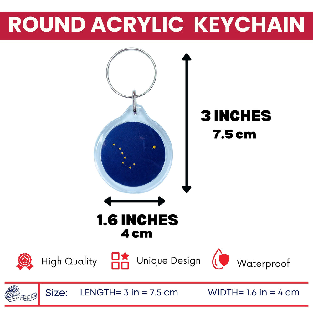 Round Acrylic Keychain - State Flag Alaska - USA