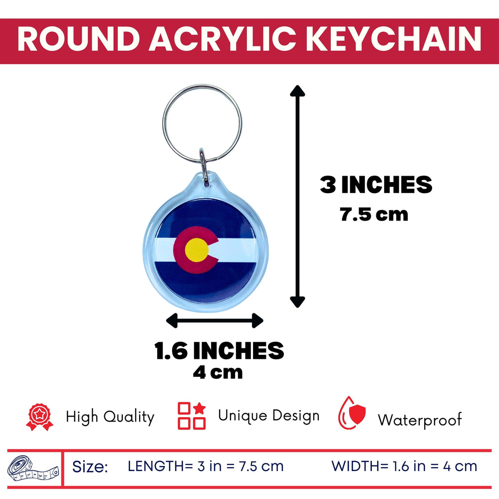Round Acrylic Keychain - State Flag Colorado - USA