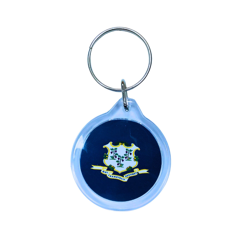 Round Acrylic Keychain - State Flag Connecticut - USA