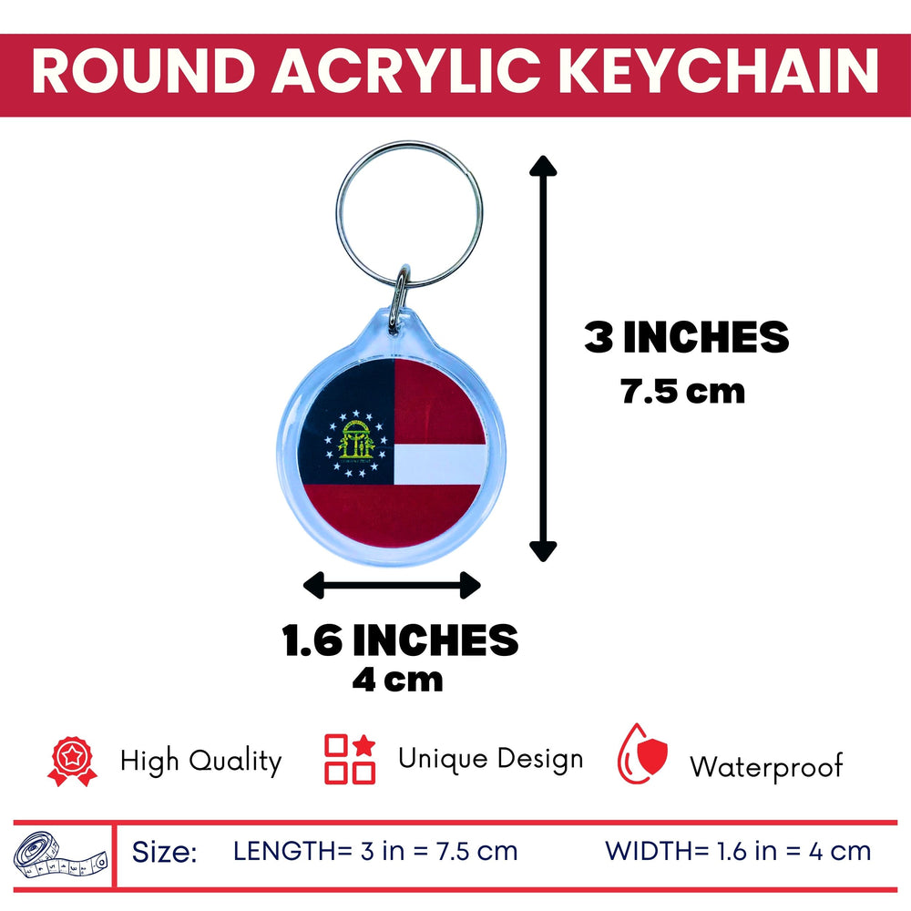 Round Acrylic Keychain - State Flag Georgia - USA