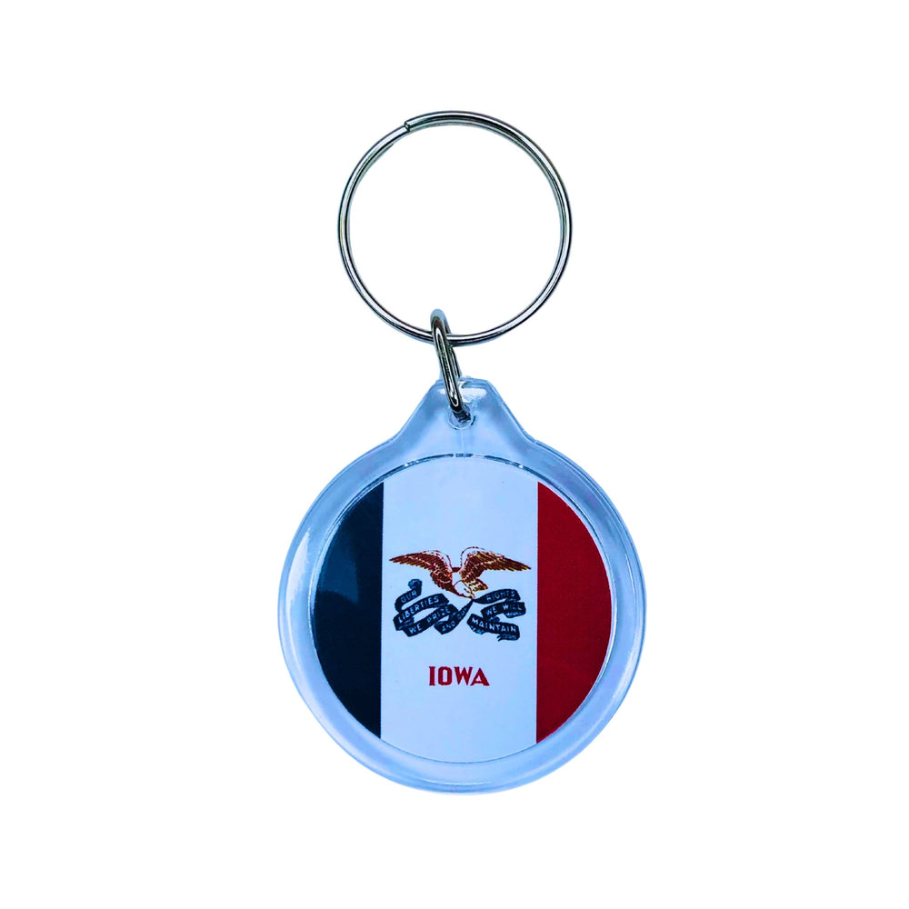 Round Acrylic Keychain - State Flag Iowa - USA