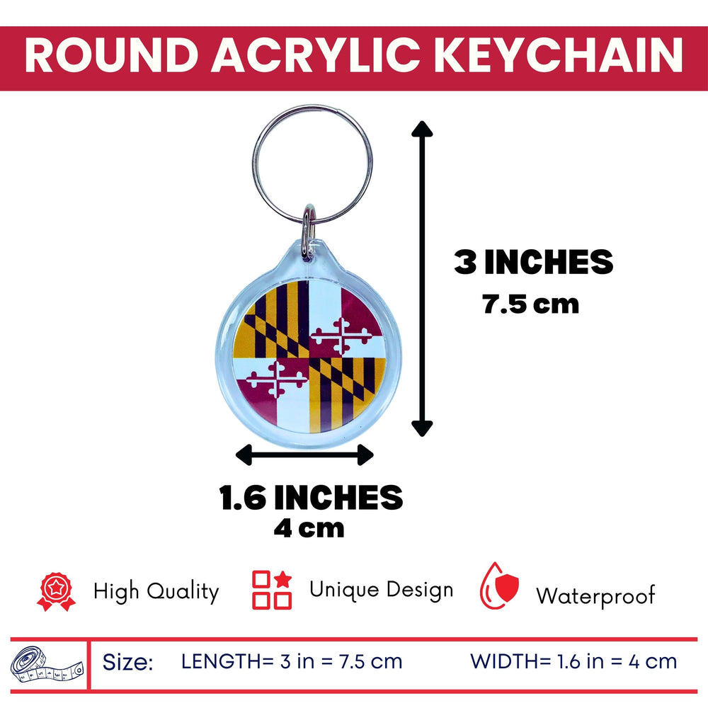 Round Acrylic Keychain - State Flag Maryland - USA