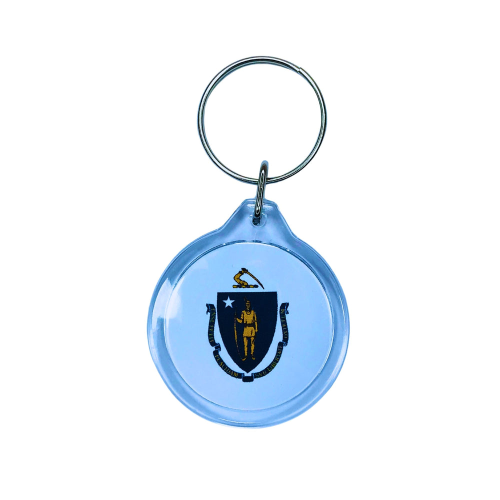 Round Acrylic Keychain - State Flag Massachusetts - USA