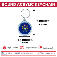 Round Acrylic Keychain - State Flag Michigan - USA
