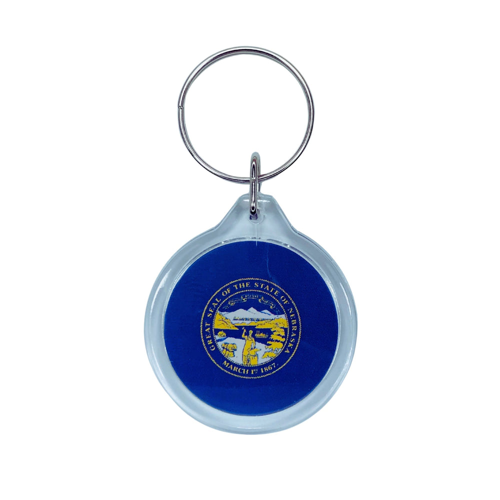 Round Acrylic Keychain - State Flag Nebraska - USA