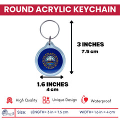 Round Acrylic Keychain - State Flag New Hampshire - USA