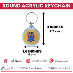 Round Acrylic Keychain - State Flag New Jersey - USA