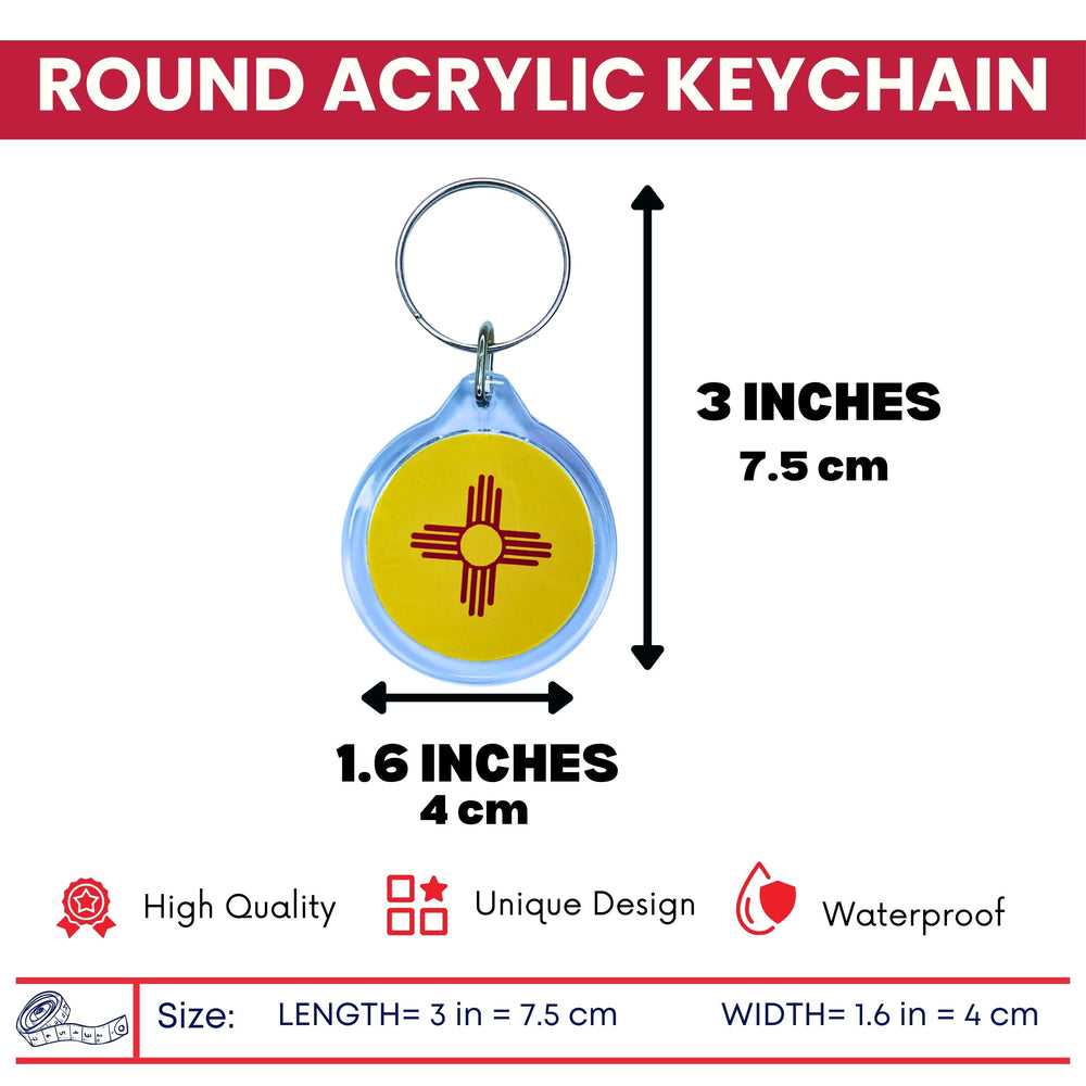 Round Acrylic Keychain - State Flag New Mexico - USA