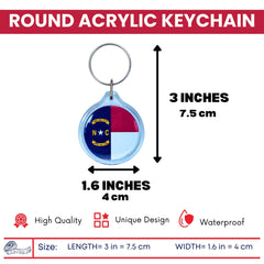 Round Acrylic Keychain - State Flag North Carolina - USA