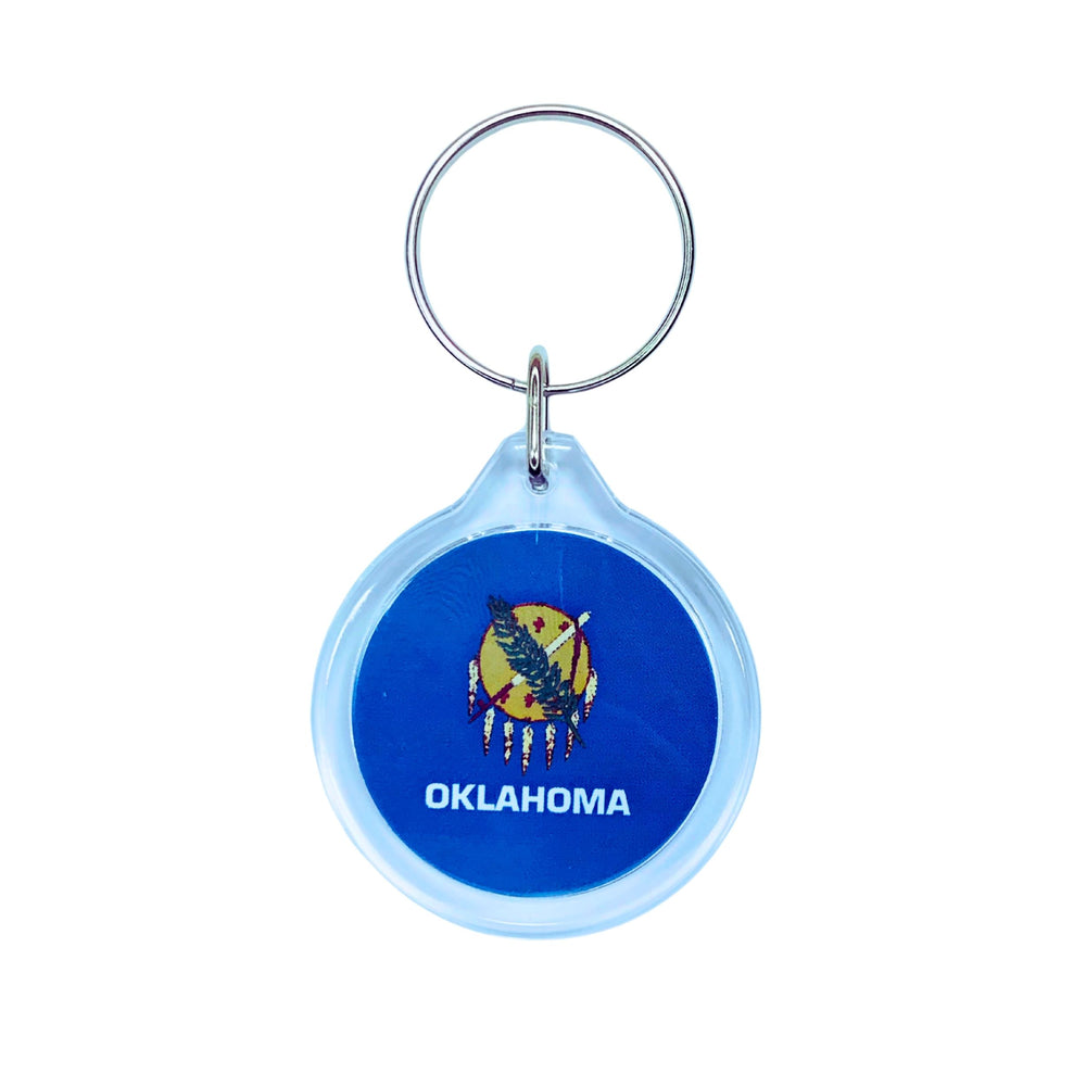 Round Acrylic Keychain - State Flag Oklahoma - USA