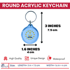 Round Acrylic Keychain - State Flag Rhode Island - USA