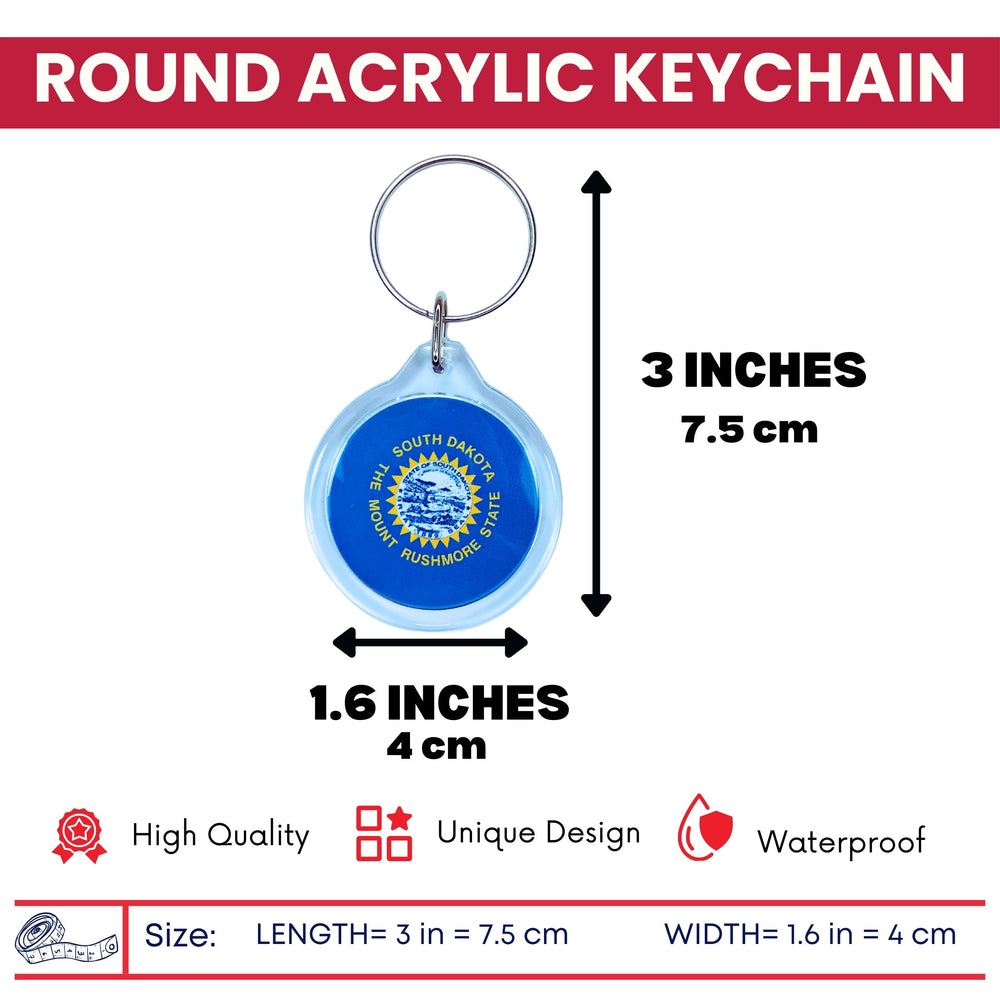 Round Acrylic Keychain - State Flag South Dakota - USA