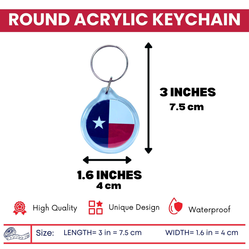 Round Acrylic Keychain - State Flag Texas - USA